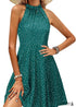 Women's Boho Stand Neck Off Shoulder Sleeveless Dress